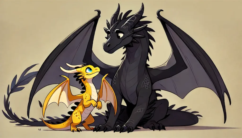 Representación gráfica de los dragones Tairn y Andarna del libro Alas de Sangre